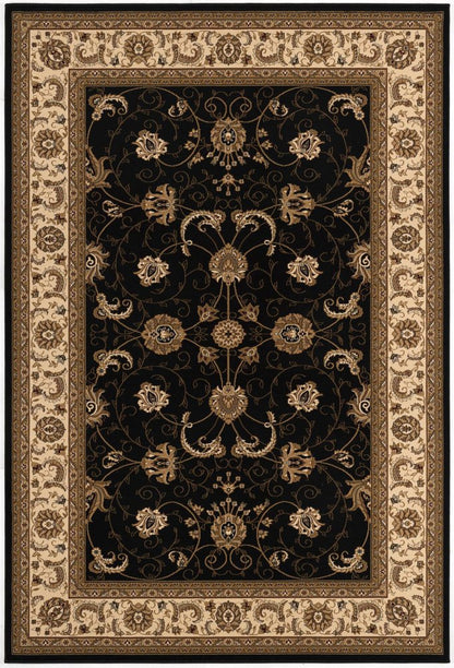 10' X 13' Beige and Black Oriental Washable Non Skid Area Rug