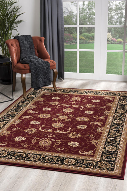 10' X 13' Red and Beige Oriental Distressed Area Rug