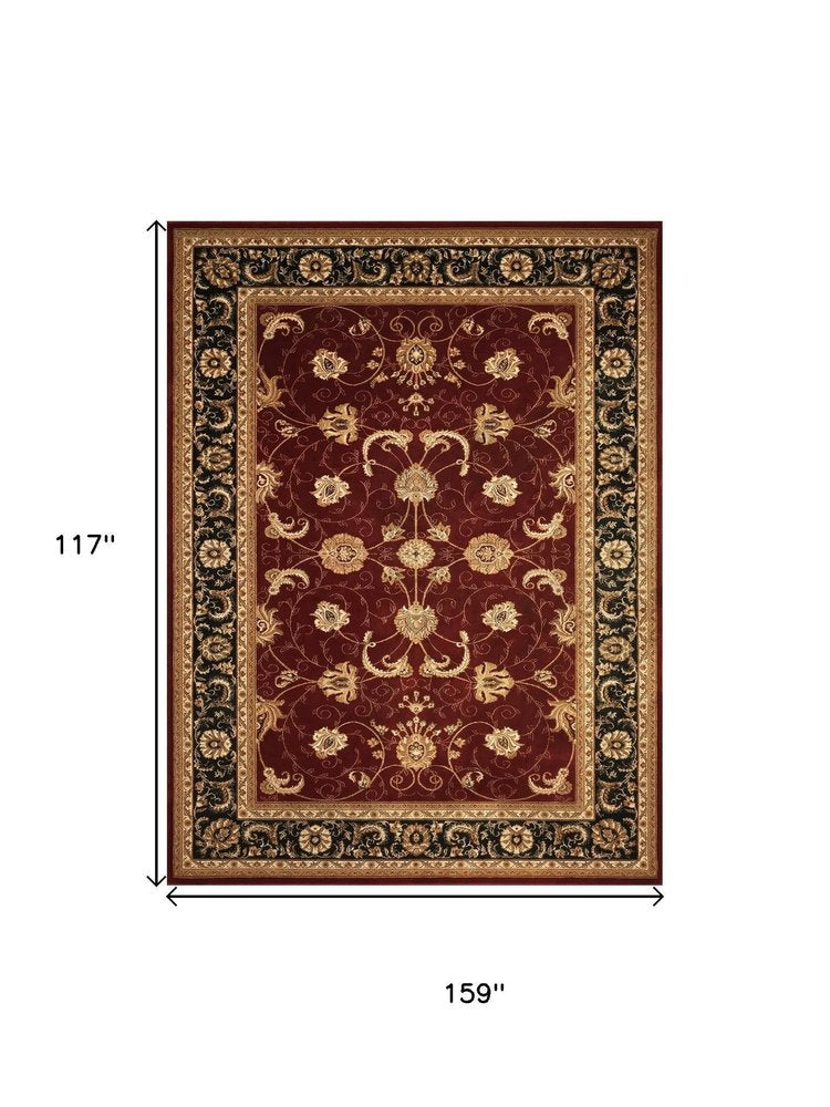 10' X 13' Red and Beige Oriental Distressed Area Rug