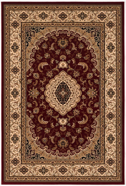 10' X 13' Red and Beige Oriental Distressed Area Rug