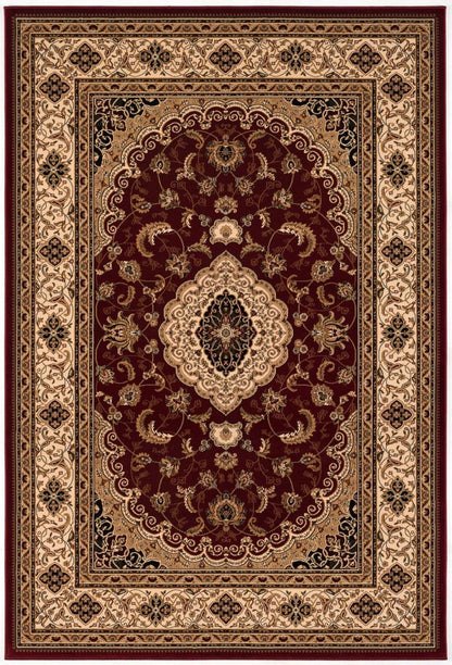 10' X 13' Red and Beige Oriental Distressed Area Rug