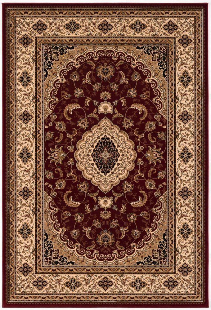 10' X 13' Red and Beige Oriental Distressed Area Rug