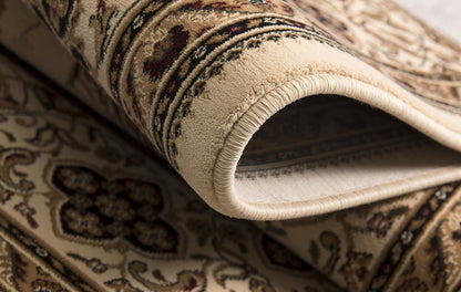 10' X 13' Beige and Black Oriental Washable Non Skid Area Rug
