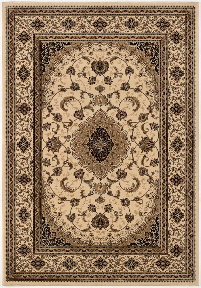 10' X 13' Beige and Black Oriental Washable Non Skid Area Rug