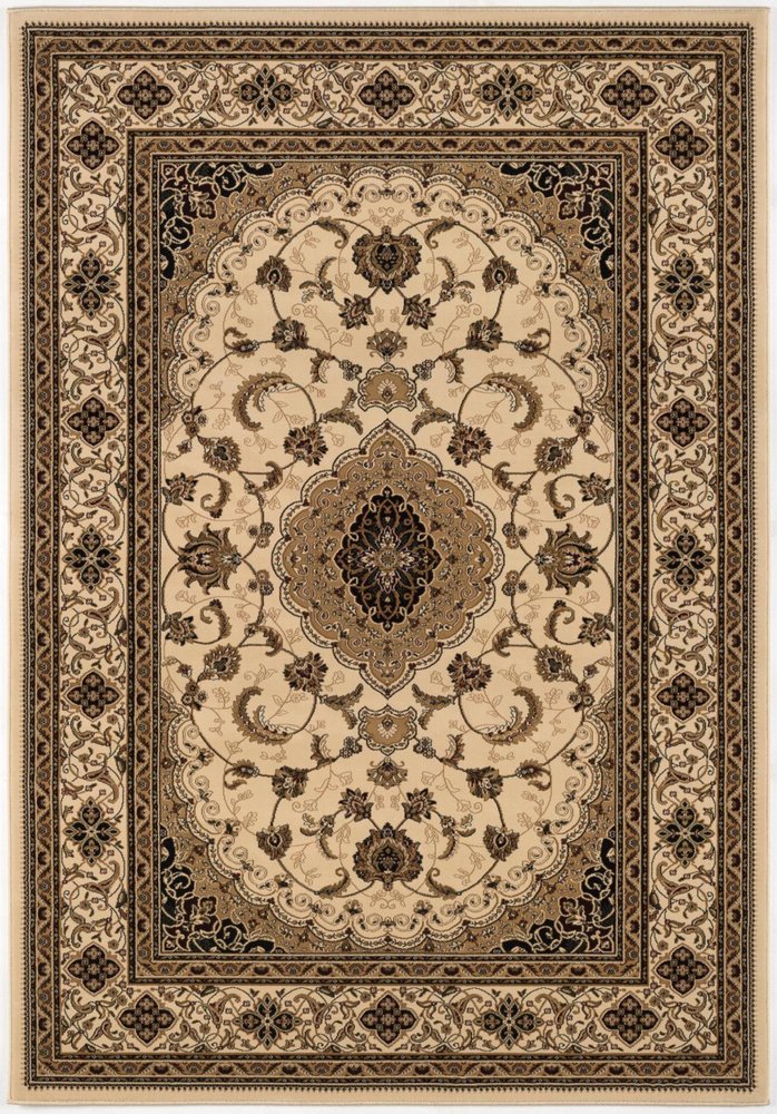 10' X 13' Beige and Black Oriental Washable Non Skid Area Rug