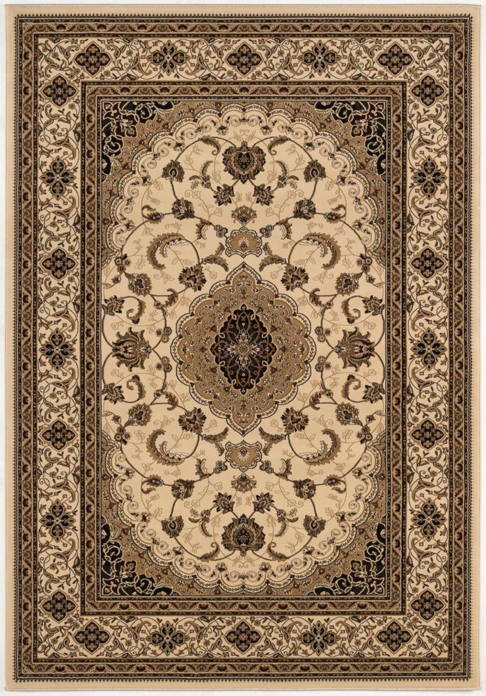 10' X 13' Beige and Black Oriental Washable Non Skid Area Rug