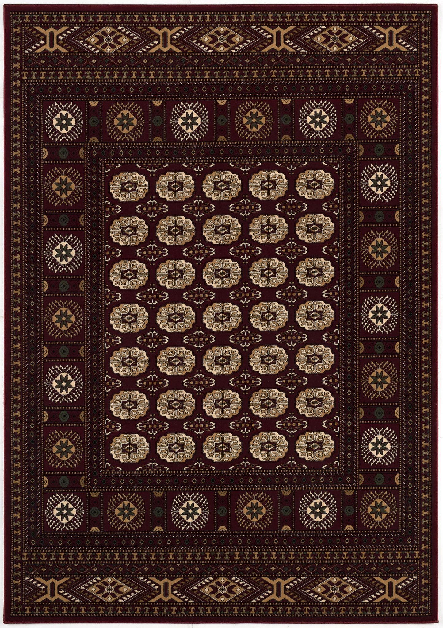 10' X 13' Red and Ivory Oriental Washable Non Skid Area Rug