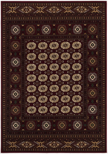 10' X 13' Red and Ivory Oriental Washable Non Skid Area Rug