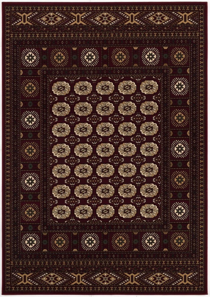 10' X 13' Red and Ivory Oriental Washable Non Skid Area Rug