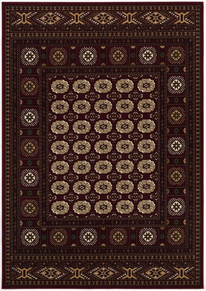 10' X 13' Red and Ivory Oriental Washable Non Skid Area Rug