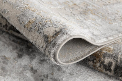 9' X 12' Gray And Ivory Abstract Washable Area Rug