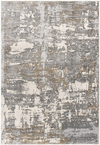 9' X 12' Beige Abstract Washable Non Skid Area Rug