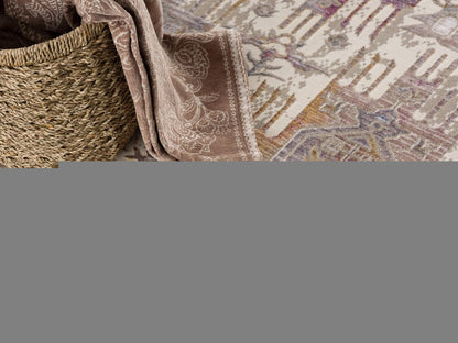9' X 12' Beige and Ivory Oriental Power Loom Washable Non Skid Area Rug
