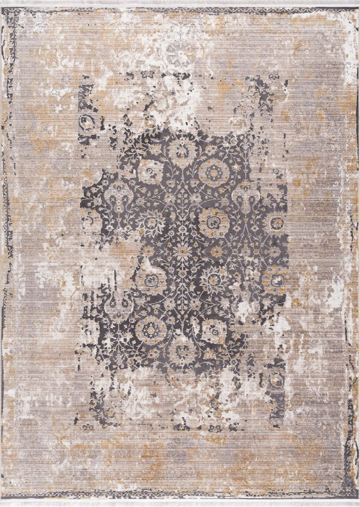 9' X 12' Gray and Ivory Oriental Washable Non Skid Area Rug