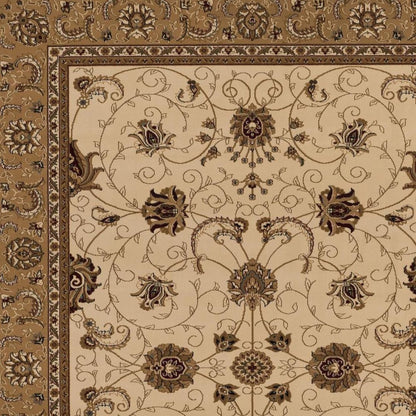 10' X 13' Beige and Brown Oriental Washable Non Skid Area Rug