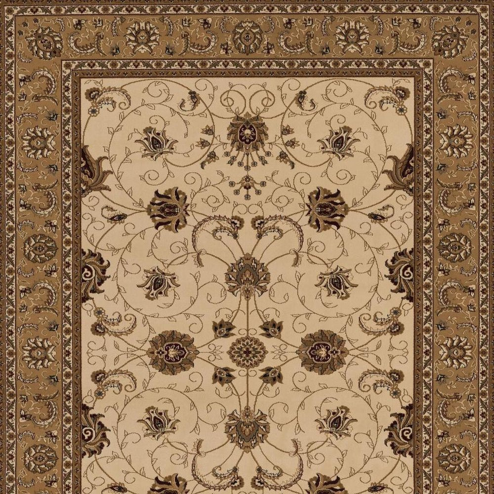 10' X 13' Beige and Brown Oriental Washable Non Skid Area Rug