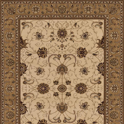 10' X 13' Beige and Brown Oriental Washable Non Skid Area Rug