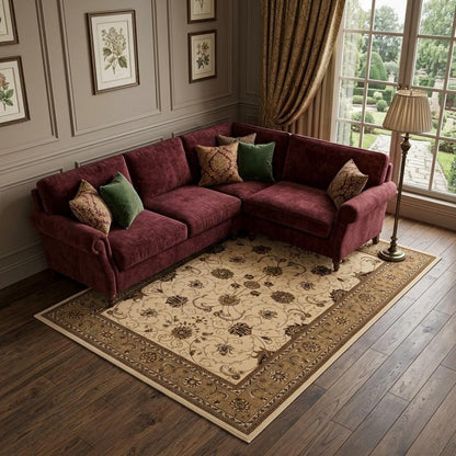 10' X 13' Beige and Brown Oriental Washable Non Skid Area Rug
