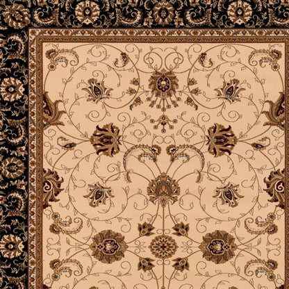 10' X 13' Black and Tan Oriental Washable Non Skid Area Rug