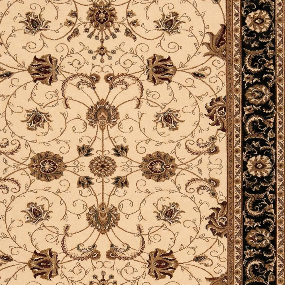 10' X 13' Black and Tan Oriental Washable Non Skid Area Rug