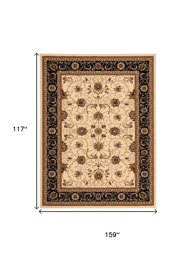 10' X 13' Black and Tan Oriental Washable Non Skid Area Rug