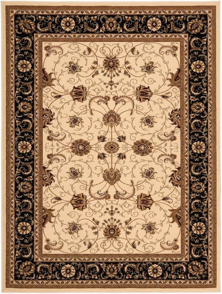 10' X 13' Black and Tan Oriental Washable Non Skid Area Rug