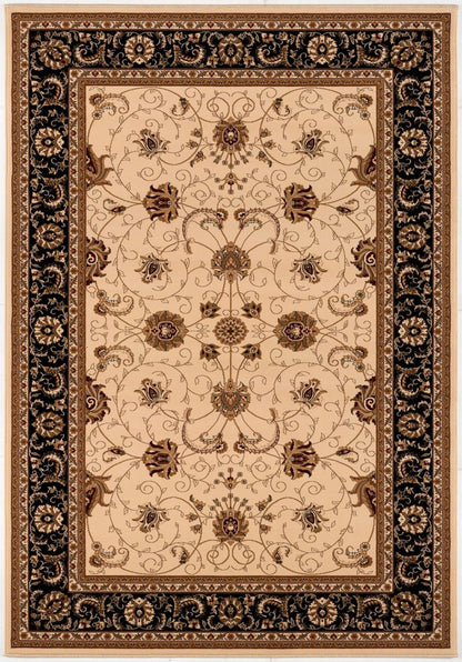 10' X 13' Black and Tan Oriental Washable Non Skid Area Rug