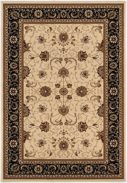 10' X 13' Black and Tan Oriental Washable Non Skid Area Rug