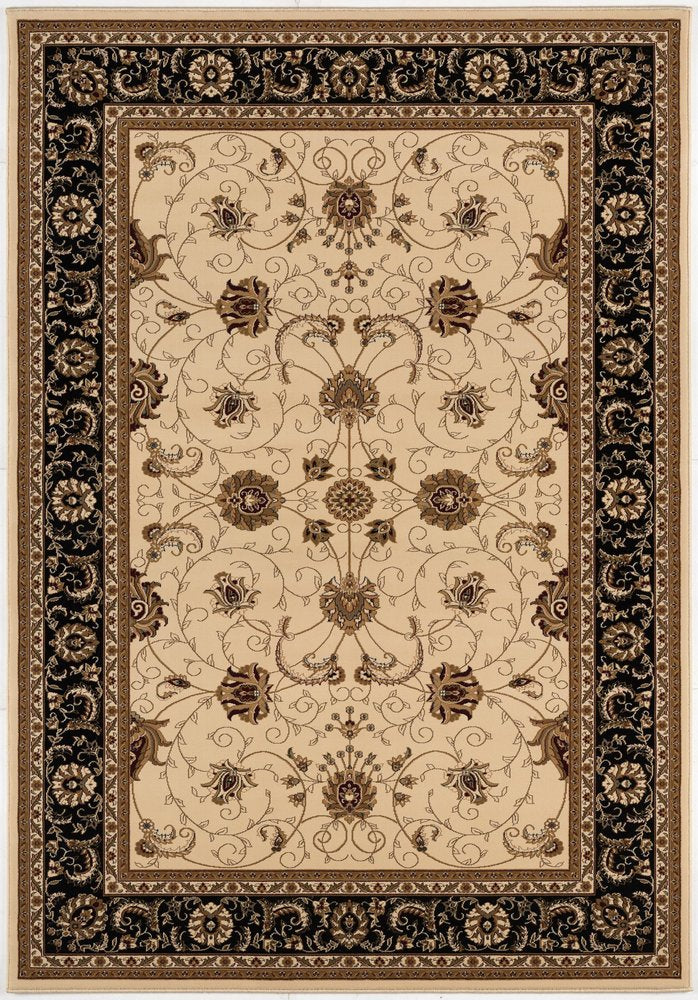 10' X 13' Black and Tan Oriental Washable Non Skid Area Rug