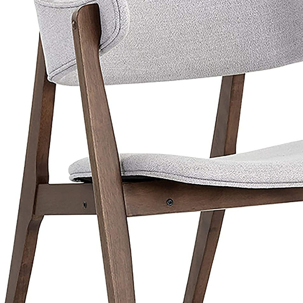 23" Light Gray And Brown Upholstered Blend Curved Back Accent Chair