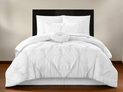 White Twin Polyester 180 Thread Count Washable Down Comforter Set