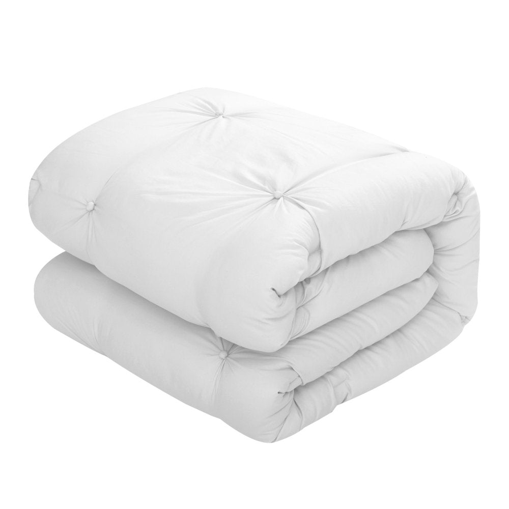 White Twin Polyester 180 Thread Count Washable Down Comforter Set