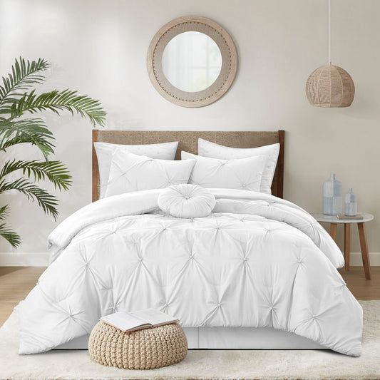 White Twin Polyester 180 Thread Count Washable Down Comforter Set