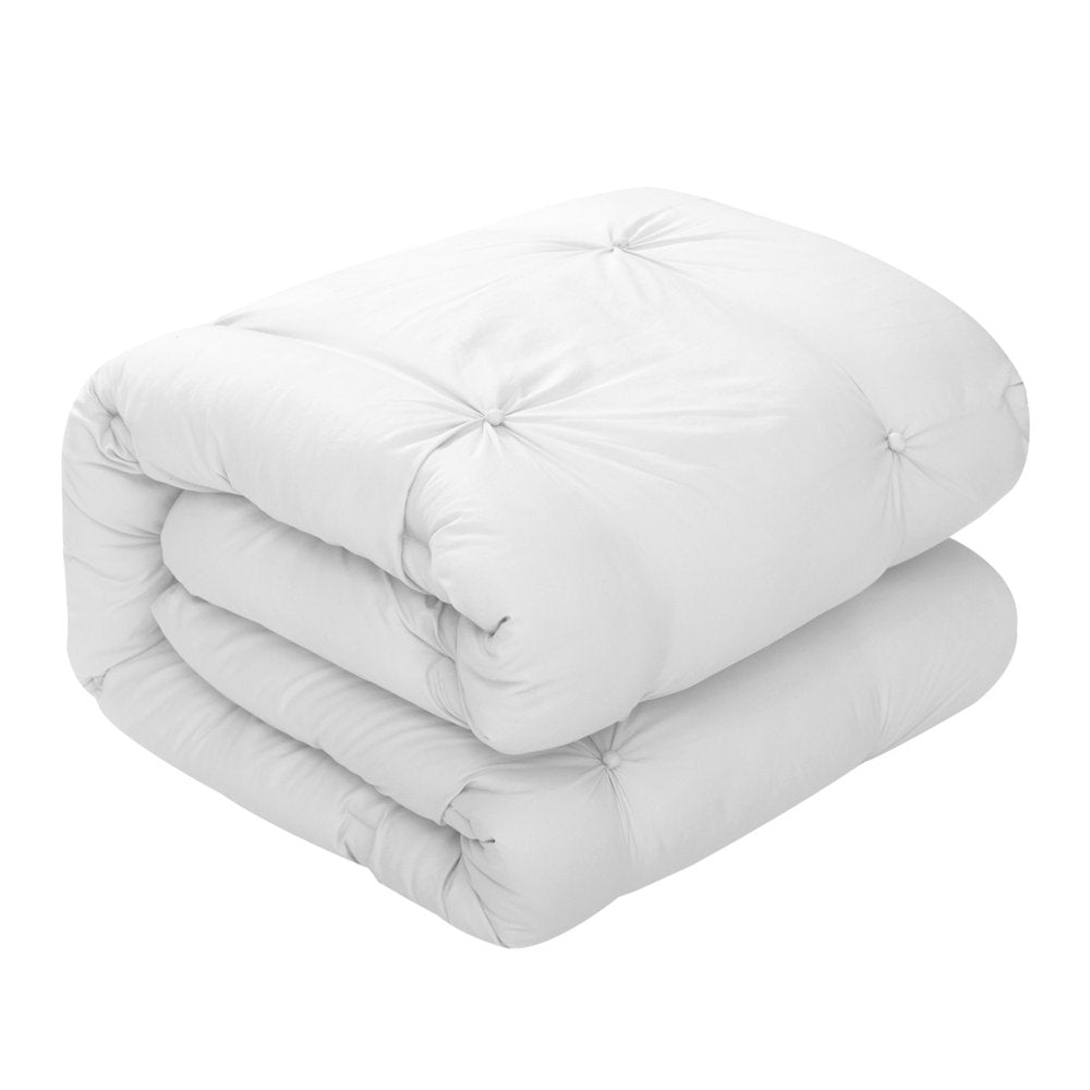 White Twin Polyester 180 Thread Count Washable Down Comforter Set