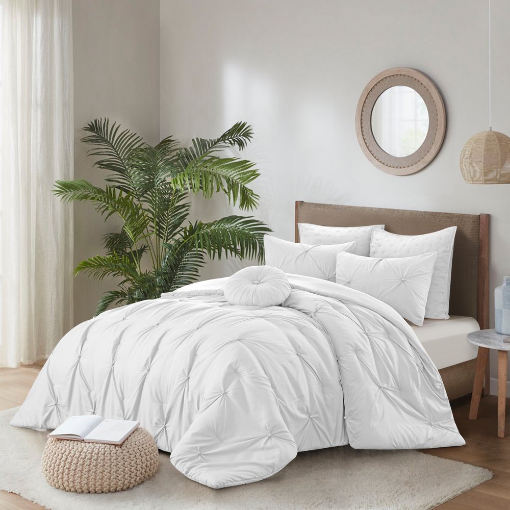 White Twin Polyester 180 Thread Count Washable Down Comforter Set