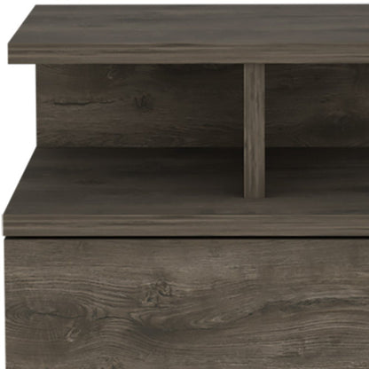 14" Brown Wood One Drawer Floating Nightstand