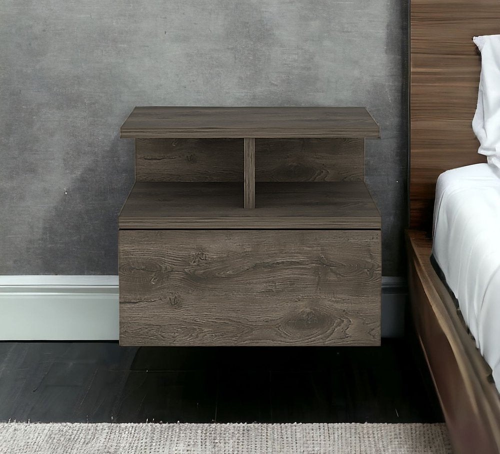 12" Brown Wood One Drawer Nightstand