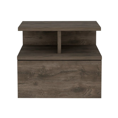 14" Brown Wood One Drawer Floating Nightstand