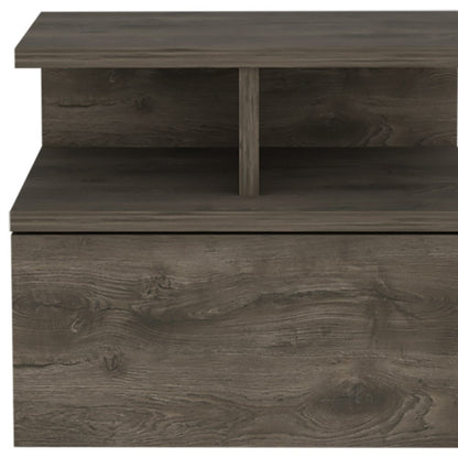 14" Brown Wood One Drawer Floating Nightstand