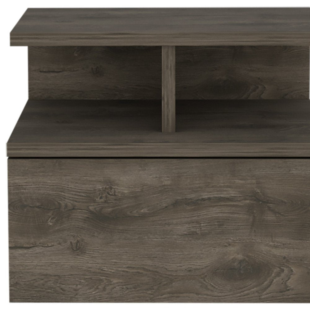 14" Brown Wood One Drawer Floating Nightstand