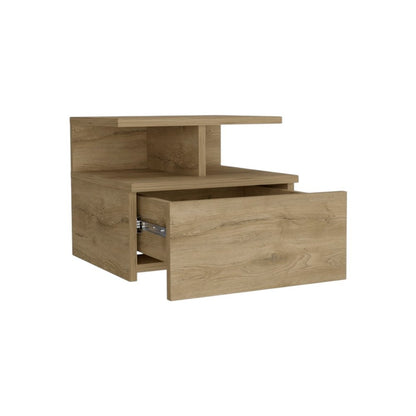 12" Beige Wood One Drawer Nightstand