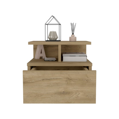 12" Beige Wood One Drawer Nightstand