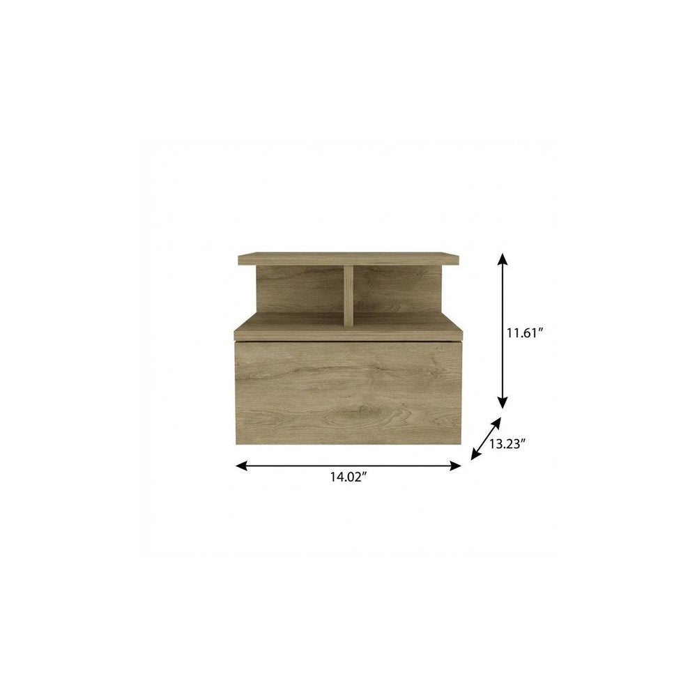 12" Beige Wood One Drawer Nightstand