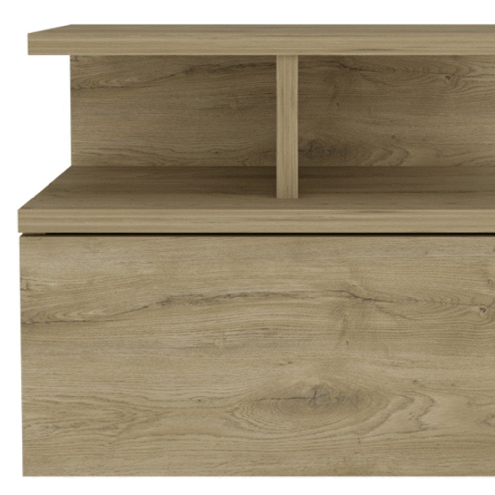 12" Beige Wood One Drawer Nightstand
