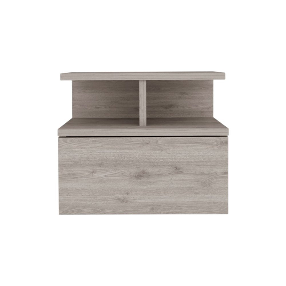 12" Light Gray Wood One Drawer Nightstand