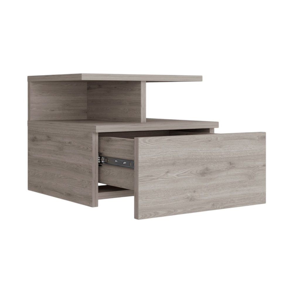 12" Light Gray Wood One Drawer Nightstand