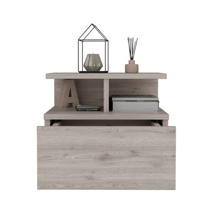12" Light Gray Wood One Drawer Nightstand