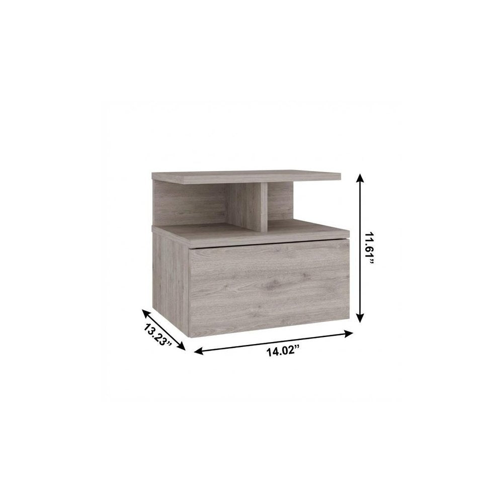 12" Light Gray Wood One Drawer Nightstand