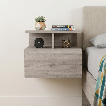 12" Light Gray Wood One Drawer Nightstand