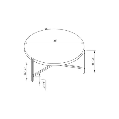 37" White And Silver Wood And Stainless Steel Round Coffee Table